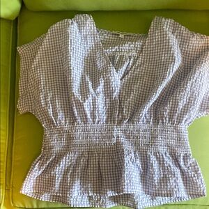 Madewell Lavender Checkered Blouse